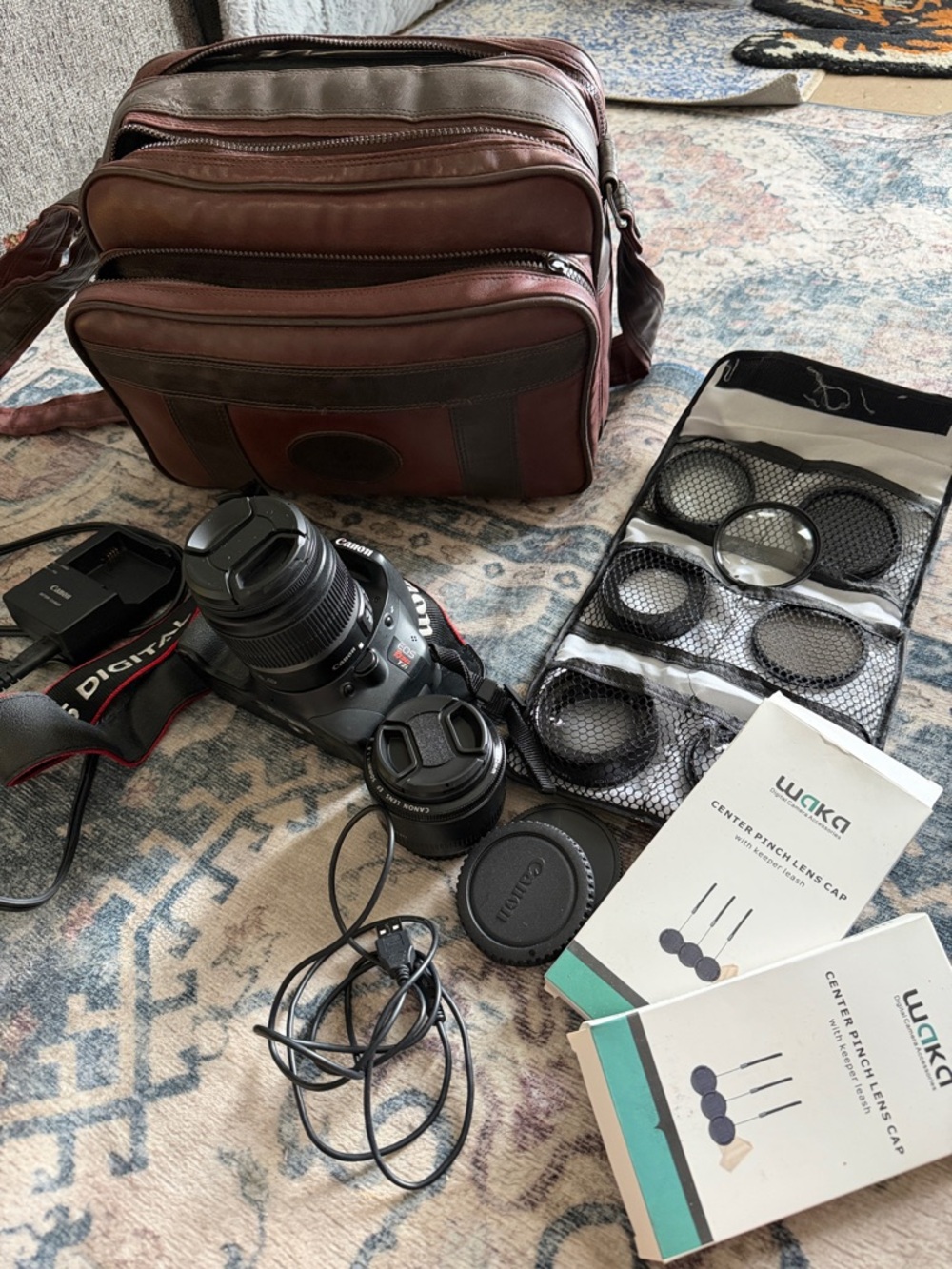 Canon T2i DSLR Camera Kit with Brown Camera Bag and Black Camera Body Bundle